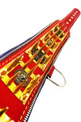 Red ''Trishula'' Spiked Leather Dog Collar