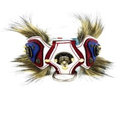 White ''Griffin'' Fur Leather Dog Collar