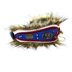 White ''Griffin'' Fur Leather Dog Collar