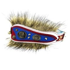 White ''Griffin'' Fur Leather Dog Collar