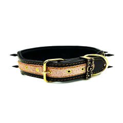 Brown ''Aphrodite'' Spiked Silvery Dog Collar