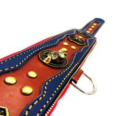 Navy Blue-Brown ''American Bully'' Leather Dog Collar