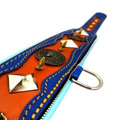 Brown-Dark Blue ''Desert Lion'' Leather Dog Collar