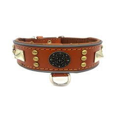 Brown ''Diana'' Reflected Leather Dog Collar