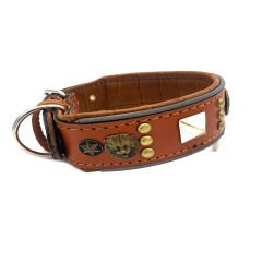 Brown ''Diana'' Reflected Leather Dog Collar