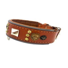 Brown ''Diana'' Reflected Leather Dog Collar