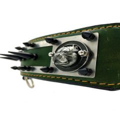 Dark Green ''Spartan'' Spiked Leather Dog Collar