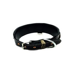 Black ''Ares'' Tiger Head Leather Dog Collar