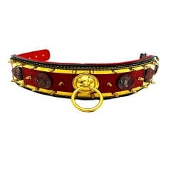 Red Brass Casting Ring Leather Dog Collar