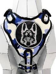 Blue-White Camouflage German Shepherd Harness