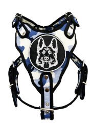 Blue-White Camouflage German Shepherd Harness