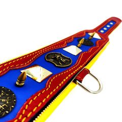 Red-Blue The ''Viking'' Spiked Leather Dog Collar