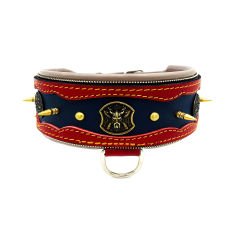 Red-Navy Blue The ''Viking'' Spiked Dog Collar