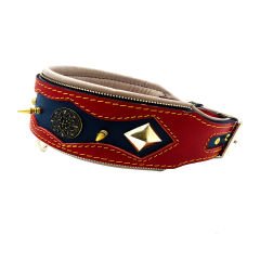 Red-Navy Blue The ''Viking'' Spiked Dog Collar