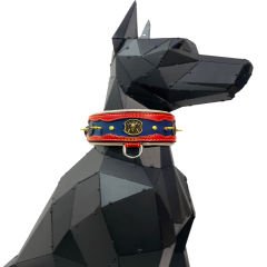 Red-Navy Blue The ''Viking'' Spiked Dog Collar