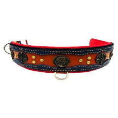 Navy Blue-Brown ''Zeus'' Leather Dog Collar