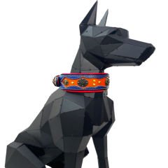 Navy Blue-Brown ''Zeus'' Leather Dog Collar