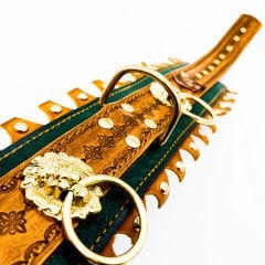 Brown-Khaki ''Ancient'' Leather Dog Collar