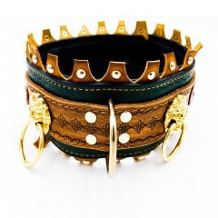 Brown-Khaki ''Ancient'' Leather Dog Collar