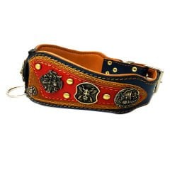 Navy Blue The ''Viking'' Leather Dog Collar