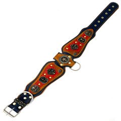 Navy Blue The ''Viking'' Leather Dog Collar