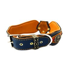 Navy Blue The ''Viking'' Leather Dog Collar