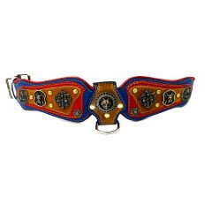 Blue The ''Viking'' Leather Dog Collar
