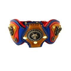 Blue The ''Viking'' Leather Dog Collar