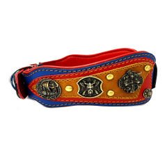 Blue The ''Viking'' Leather Dog Collar