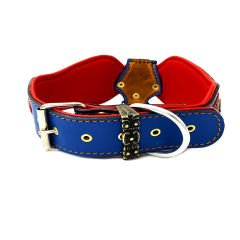 Blue The ''Viking'' Leather Dog Collar
