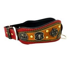 Red The ''Viking'' Leather Dog Collar