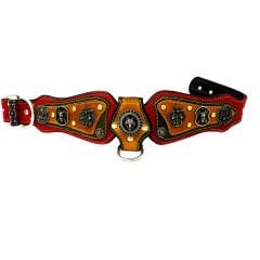 Red The ''Viking'' Leather Dog Collar