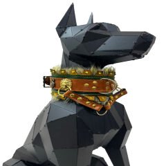 Brown-Dark Green ''Ancient'' Fur Leather Dog Collar