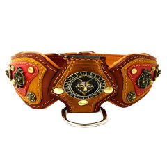 Brown The ''Viking'' Leather Dog Collar