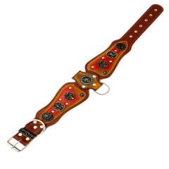 Brown The ''Viking'' Leather Dog Collar