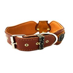 Brown The ''Viking'' Leather Dog Collar