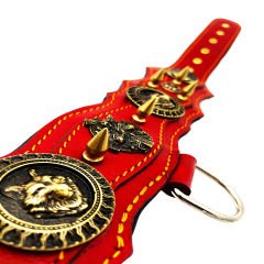 Red ''Fenrir'' Spiked Leather Dog Collar