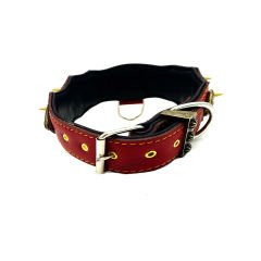 Red ''Fenrir'' Spiked Leather Dog Collar