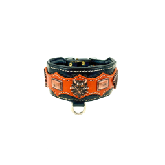 Black-Orange Wolf Dragon Head Dog Collar