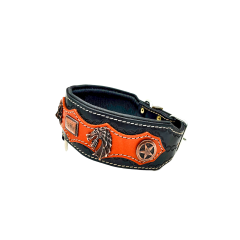 Black-Orange Wolf Dragon Head Dog Collar