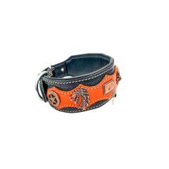 Black-Orange Wolf Dragon Head Dog Collar