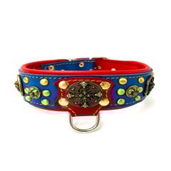 Navy Blue-Red ''Viking'' Dog Collar