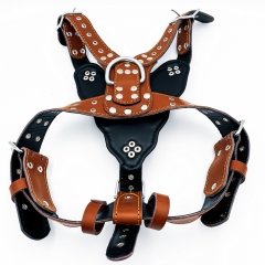 Brown ''Nemean'' Lion Head Leather Dog Harness