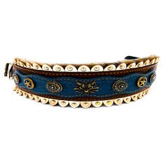 Blue ''Huge'' Wolf Head Dog Collar