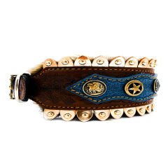 Blue ''Huge'' Wolf Head Dog Collar