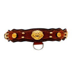 Brown Exclusive ''Aztec'' Leather Dog Collar