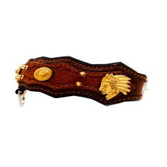 Brown Exclusive ''Aztec'' Leather Dog Collar