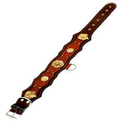Brown Exclusive ''Aztec'' Leather Dog Collar