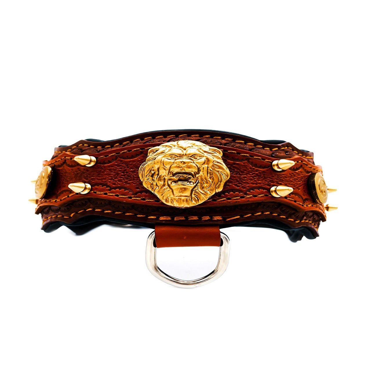 Brown Exclusive ''Aztec'' Leather Dog Collar