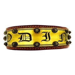 Yellow Mjolnir ''Odin'' Leather Dog Collar